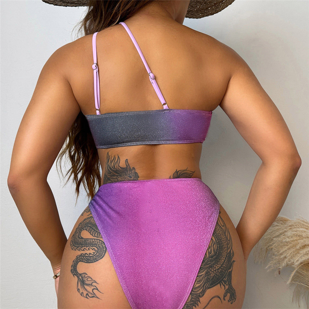 Sue Gradient One Shoulder Brazilian Bikini