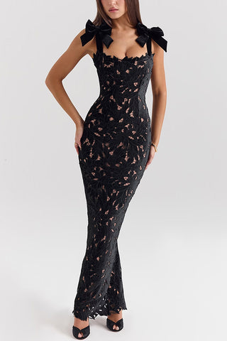 Lace bow hip dress