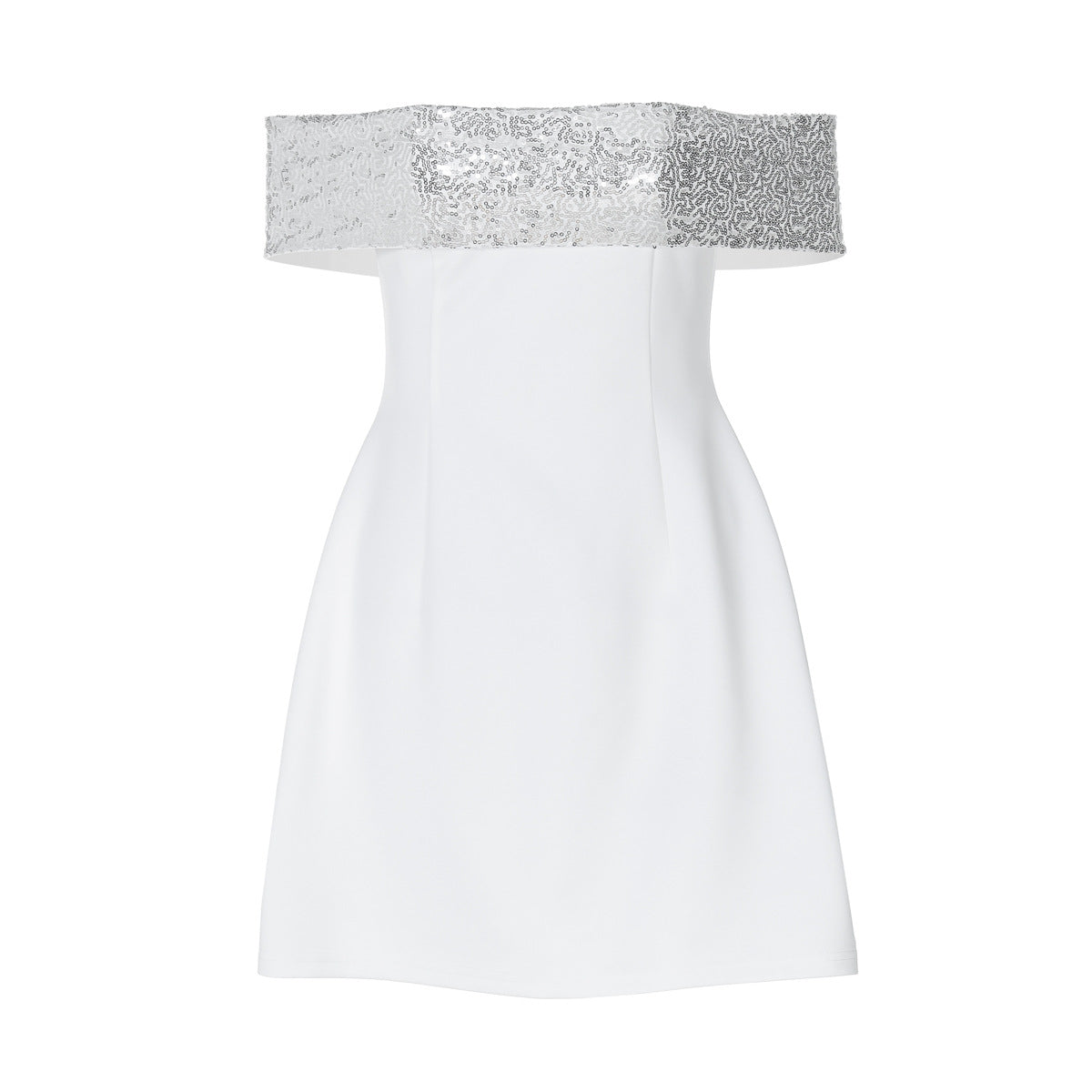 A Slim-Fitting One-Shoulder Dress With Patchwork