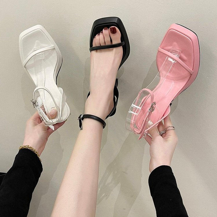 Women's Korean Style Niche Pink Platform Heels