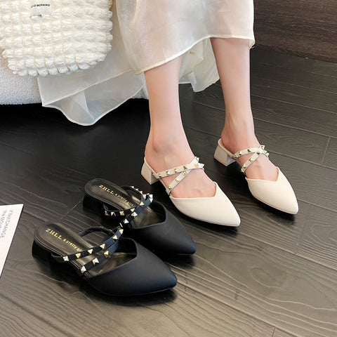 Women's Closed Toe Half Summer Wear Pointed Heels