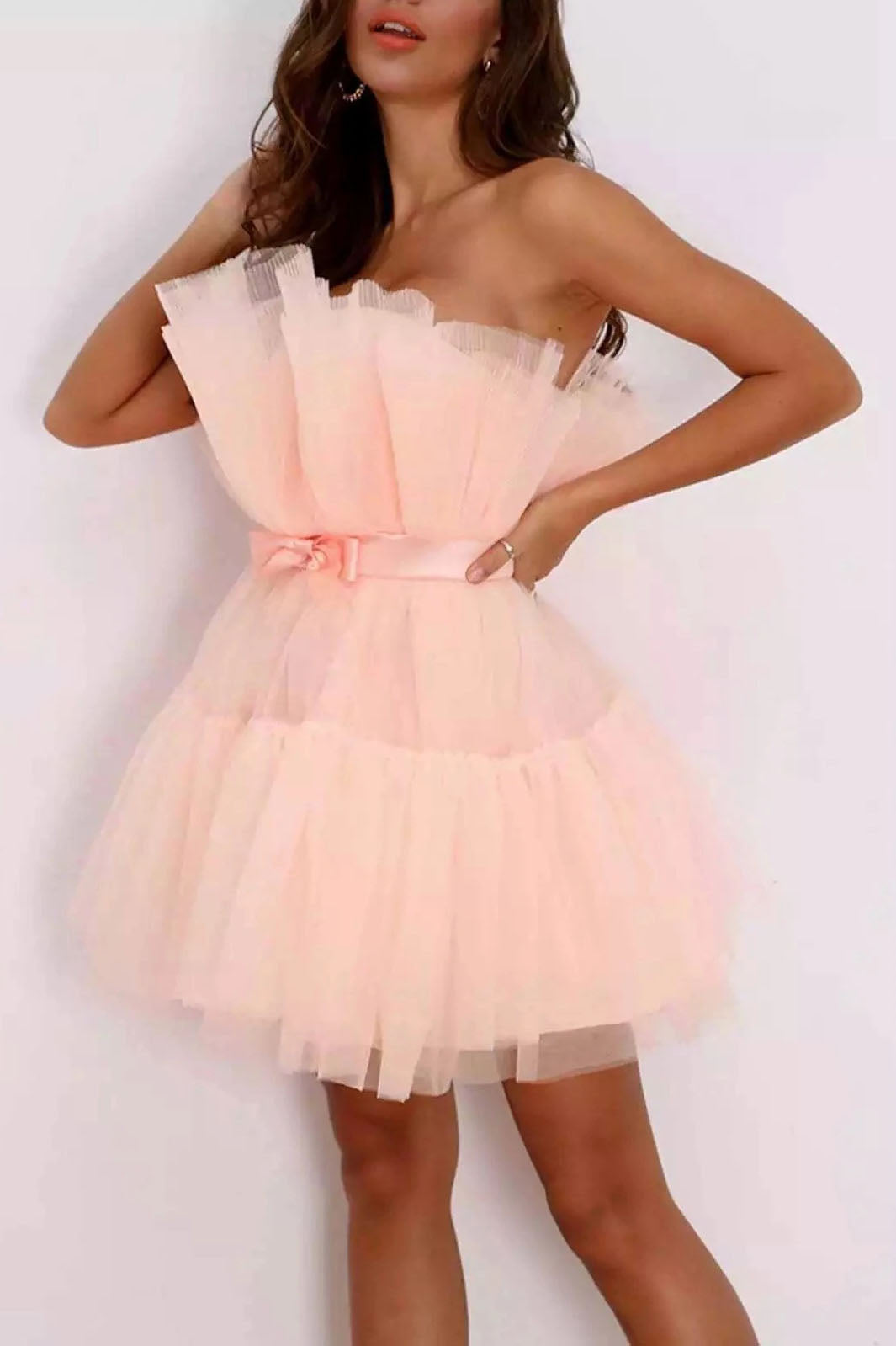 Tube top Mesh Temperament bow tutu Dress