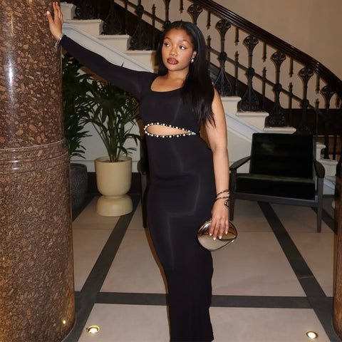 A Diamond-Encrusted Single-Sleeved Dress