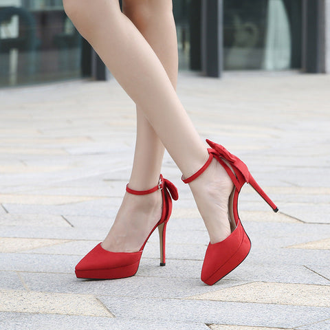 Stylish Women's Hollow Bow High Heels