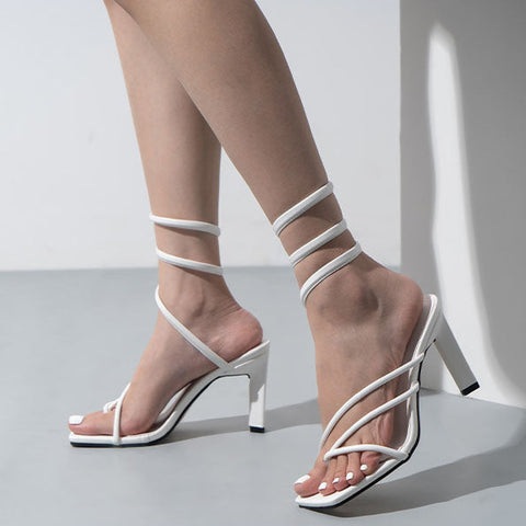 Wrap-around Flip-On Stiletto Sandals