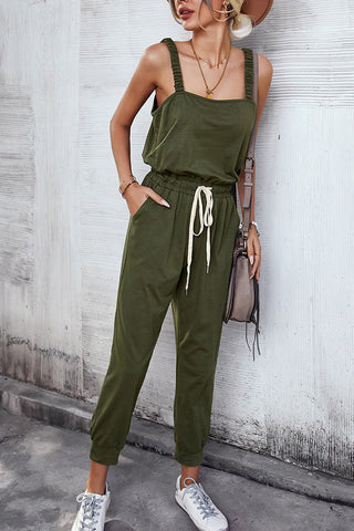 Undershirt Lace-up Knittd jumpsuit