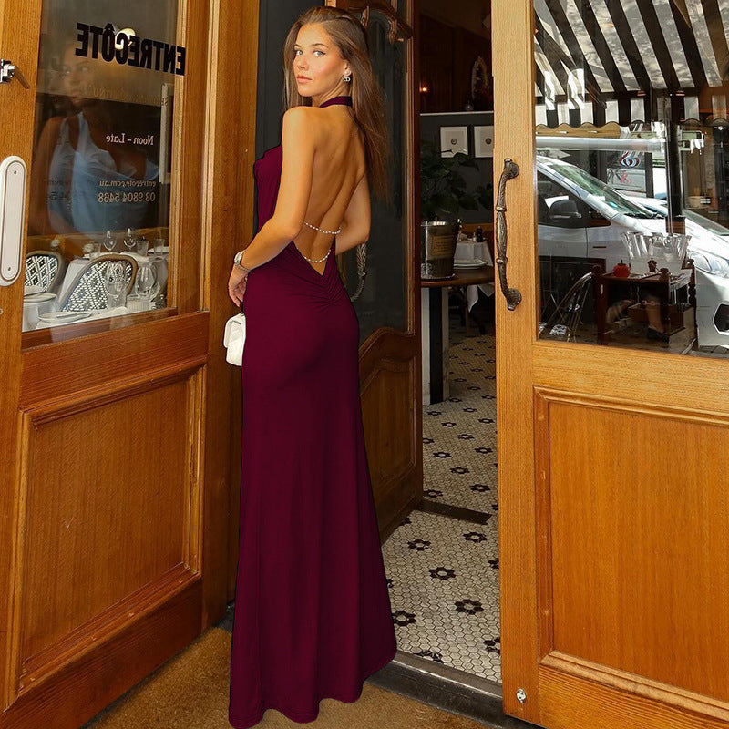 Halter neck open back dress