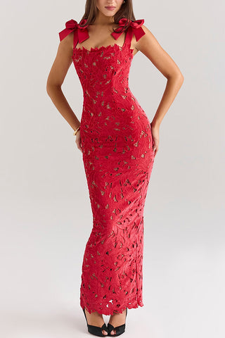 Lace bow hip dress