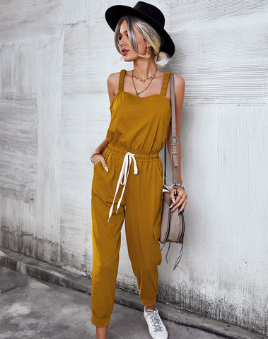 Undershirt Lace-up Knittd jumpsuit