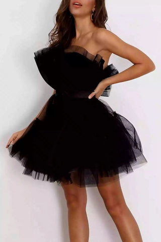 Tube top Mesh Temperament bow tutu Dress