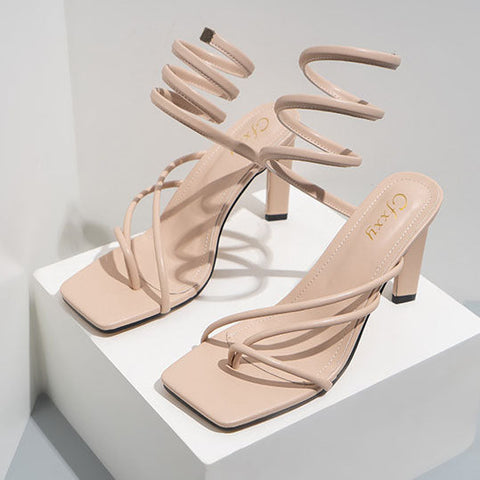 Wrap-around Flip-On Stiletto Sandals