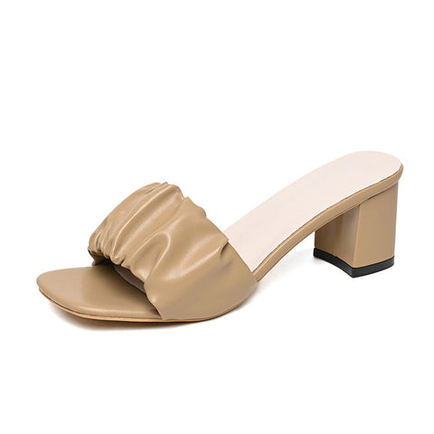 Women's Chunky Summer Pleated Upper Large Heels