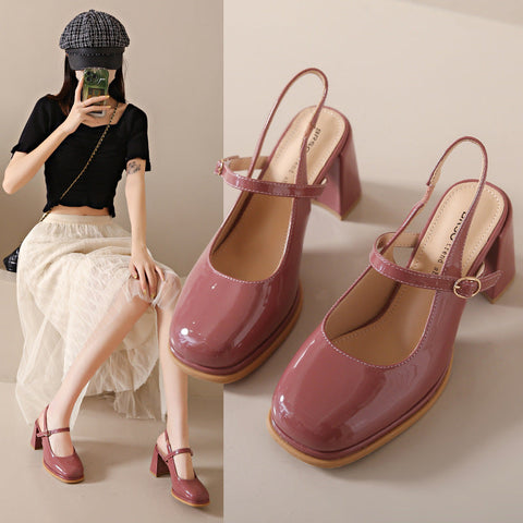 Women's Toe High Round Fairy Patent Sandals