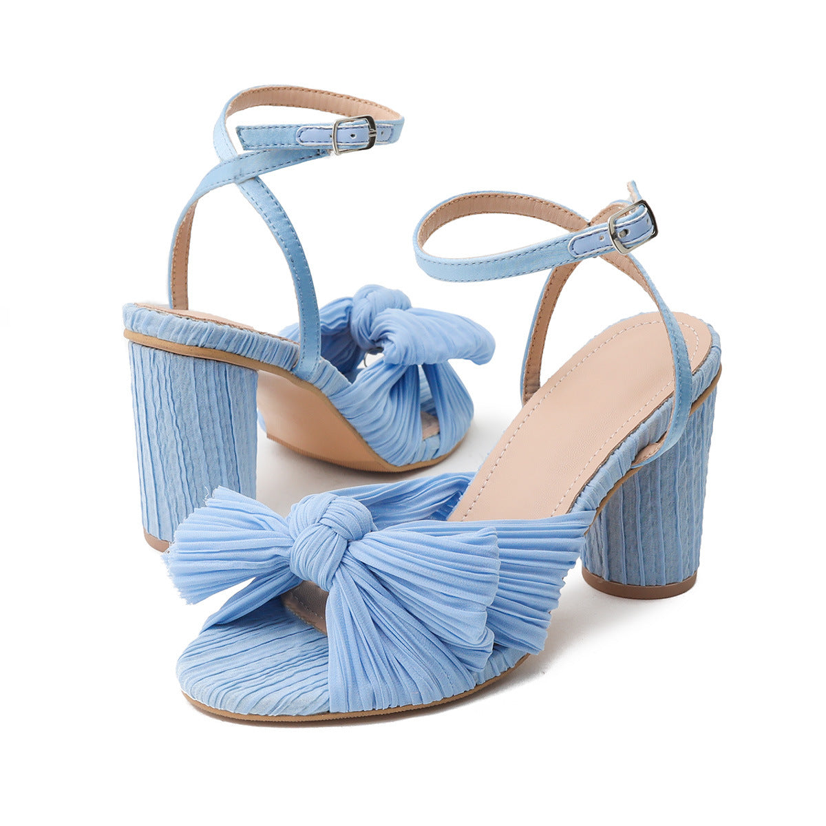 New Stylish French Thick Bowknot Heels