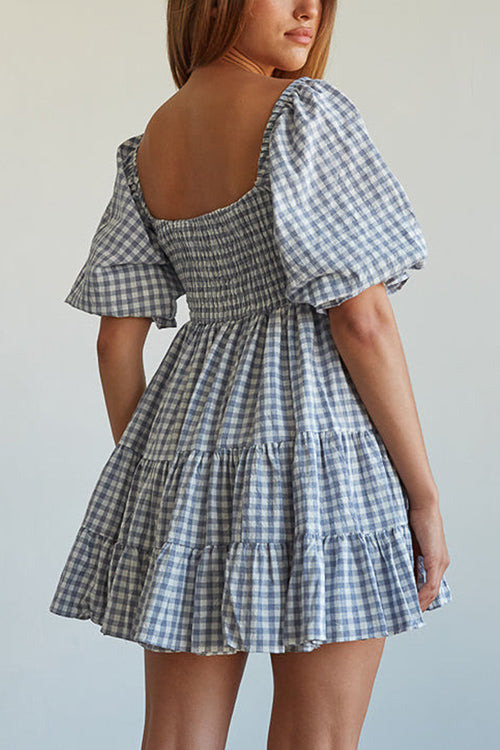 Smocked Gingham Babydoll Dress