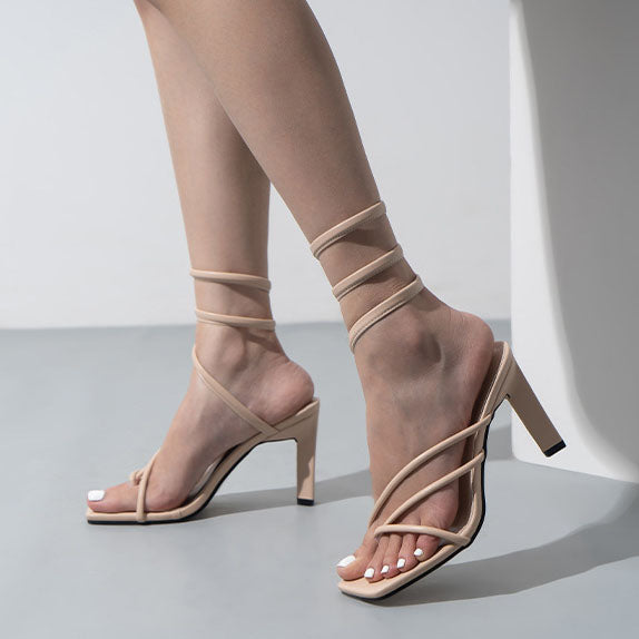 Wrap-around Flip-On Stiletto Sandals