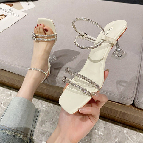 Women's Summer Square Toe High Fairy Style Heels