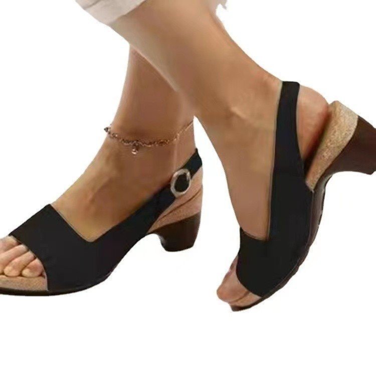 Trendy Creative Women's Spring Buckle Chunky Heels