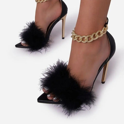 Women's Pointed Toe Stiletto Peep Large Size Heels