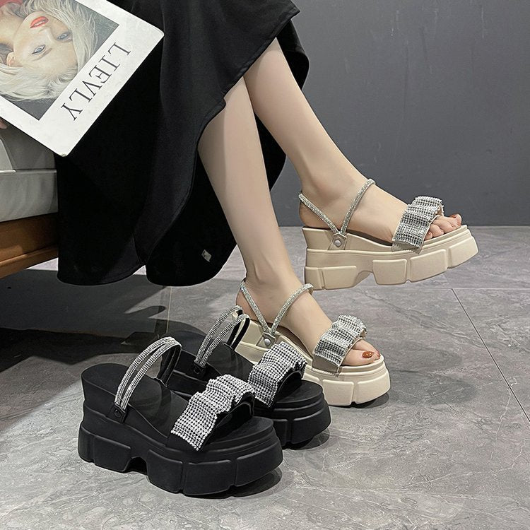 Women's Style Small Wedge Height Increasing Thick Bottom Platform Heels