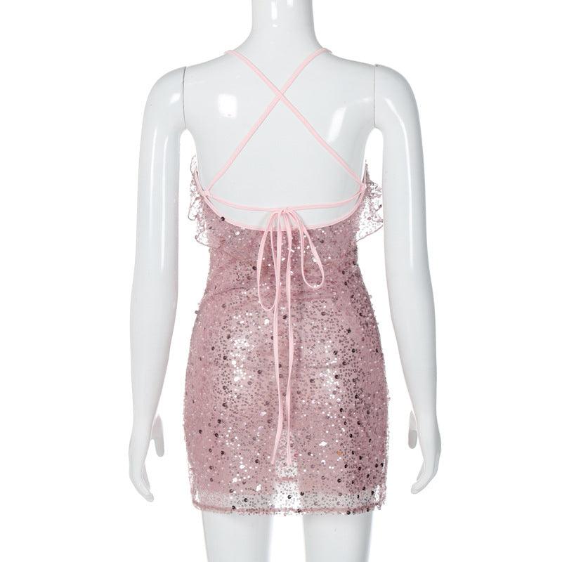 Rosy Giggles Sequined Mini Dress