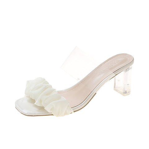 Women's Korean High Summer Fairy Fashionable Pleated Heels