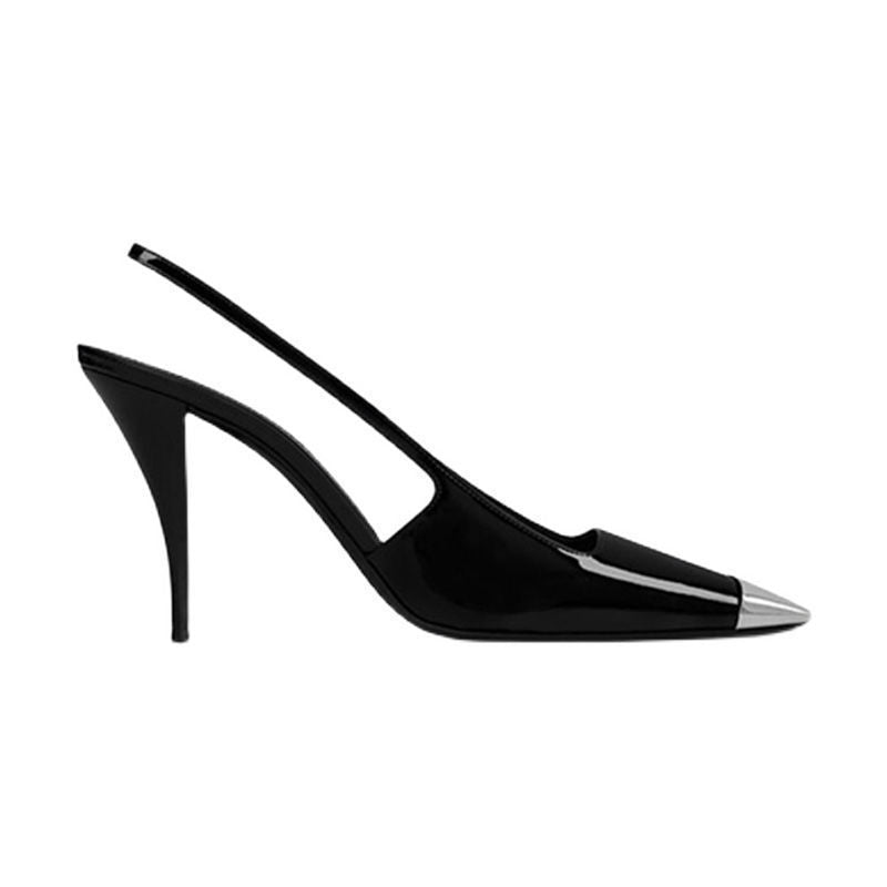 Black Square Toe Cap High Stiletto Heels