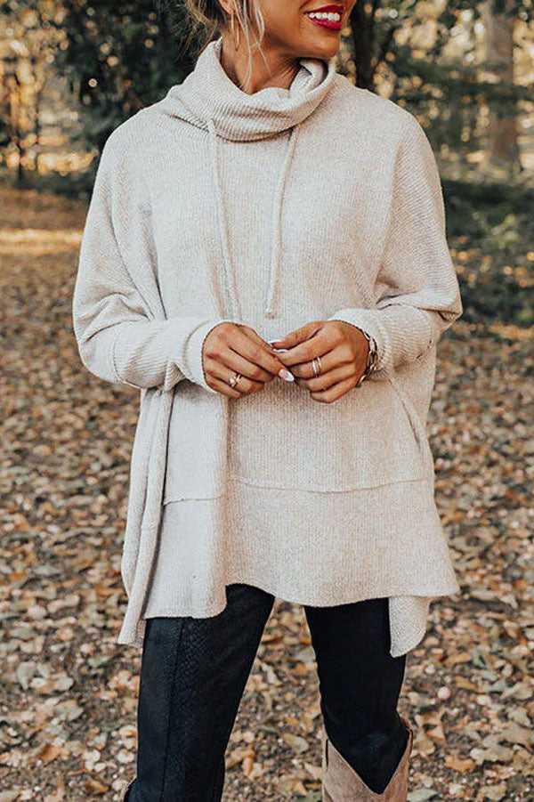 Sudadera con cuello alto y manga dolman estilo waffle