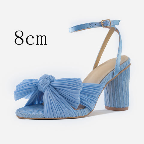 New Stylish French Thick Bowknot Heels