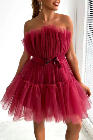 Tube top Mesh Temperament bow tutu Dress