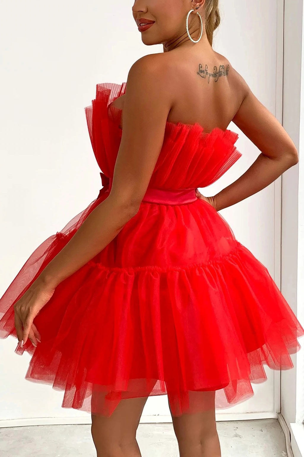 Tube top Mesh Temperament bow tutu Dress