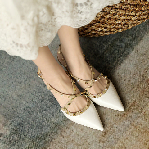 Women's Closed Toe Summer Roman Rivet High Heels