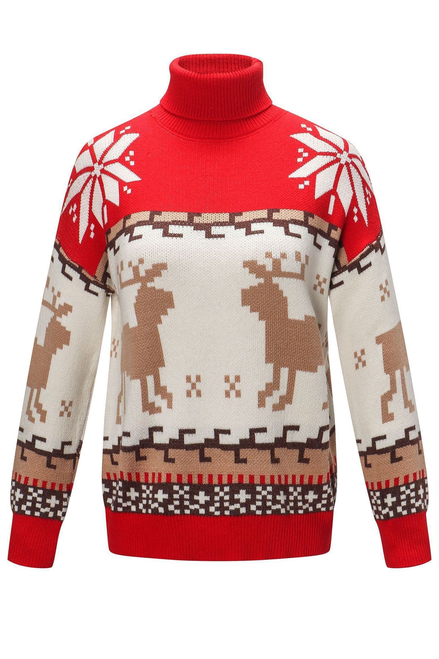 Suéter de punto con cuello alto y gráfico navideño