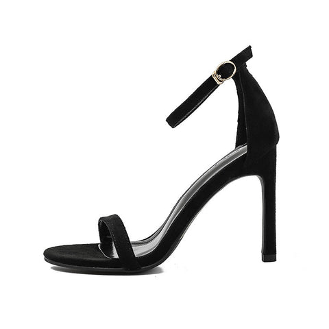 Women's Summer Black Strip Stiletto Niche Fairy Heels