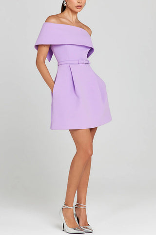 Belted off-shoulder dress