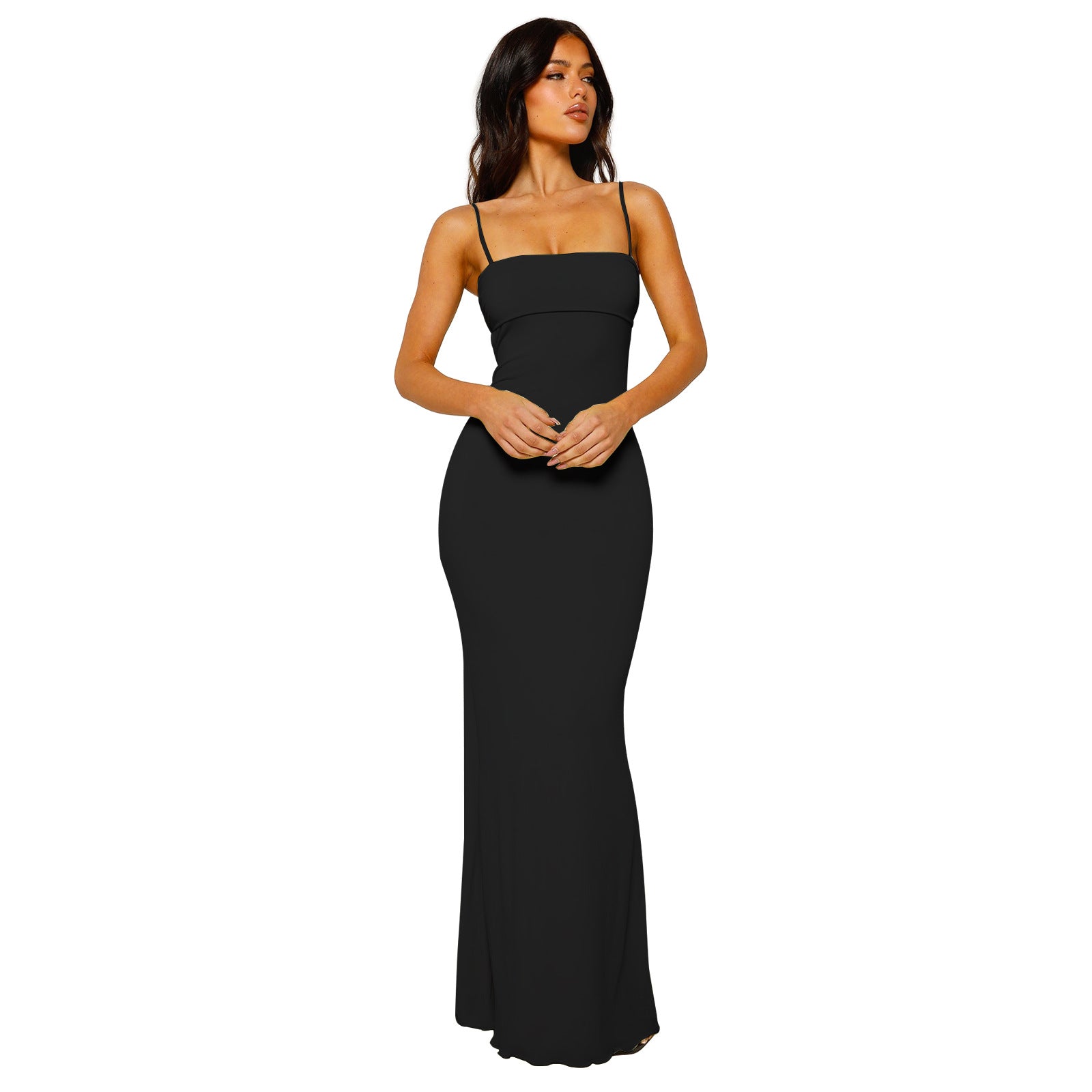 Gathered off-shoulder halter dress