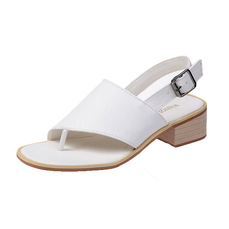 Women's Spring Square Outer Wear Belt Buckle Heels