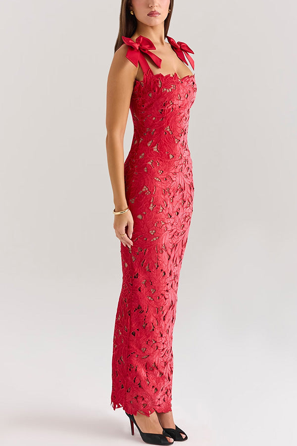 Lace bow hip dress