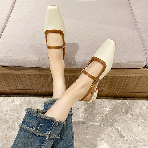 Women's Toe Half Summer Outer Wear Chunky Heels