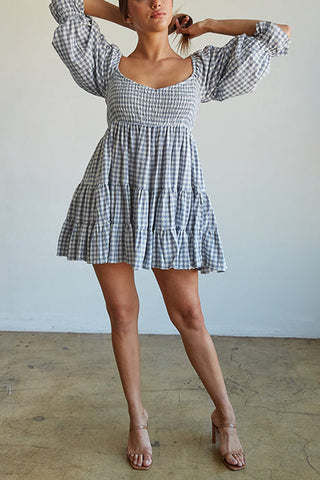 Smocked Gingham Babydoll Dress