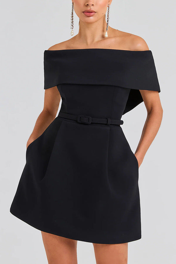 Belted off-shoulder dress
