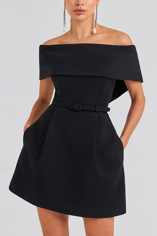 Belted off-shoulder dress