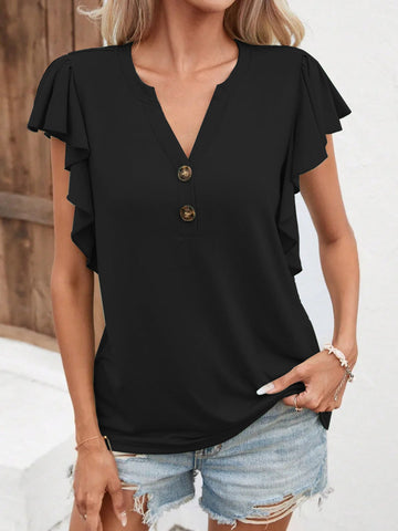 V-neck Short Bell Sleeves Top