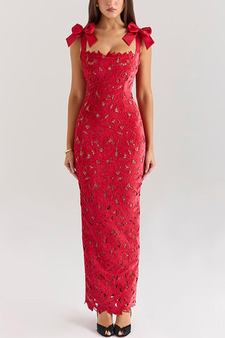 Lace bow hip dress