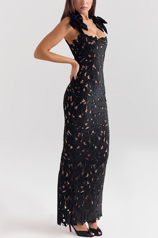 Lace bow hip dress