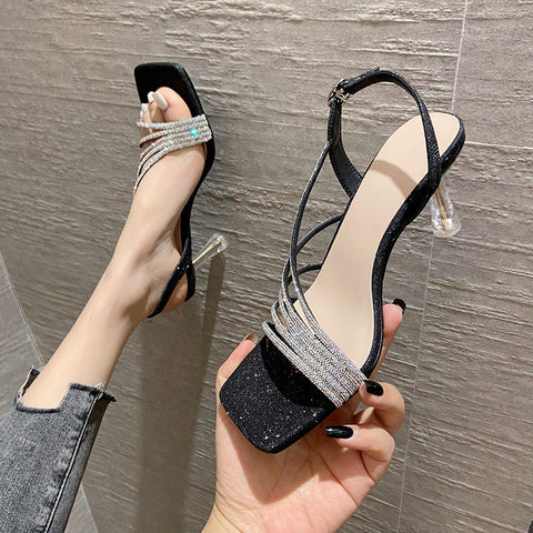 Women's Square Toe High Buckle Comfortable Stiletto Heels