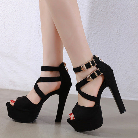 Women's Catwalk Show Night Super High Waterproof Platform Heels