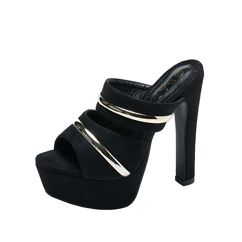 Women's Waterproof Platform Thick Peep Toe Heels