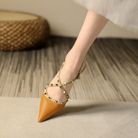 Women's Closed Toe Summer Roman Rivet High Heels