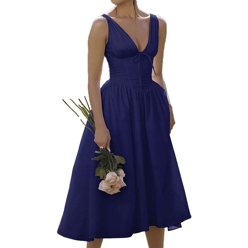 Backless Printed Halter Dress